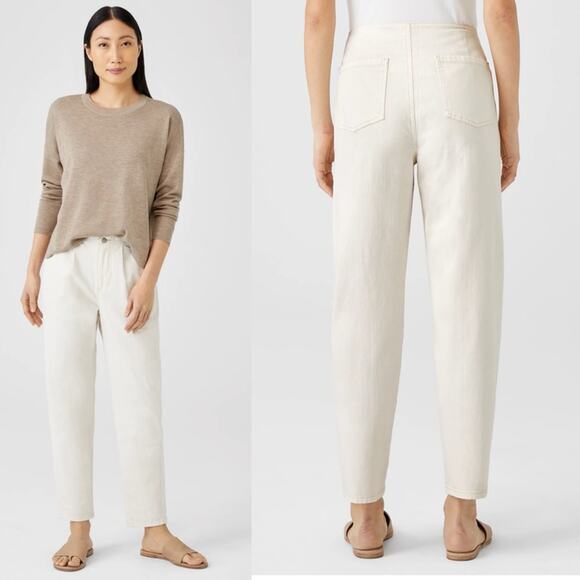 Eileen Fisher Undyed Organic Cotton Denim Tapered Pants barrel leg jeans Sz 18 - Picture 5 of 13